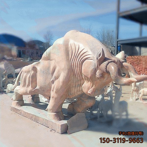 晚霞紅開(kāi)荒牛石雕