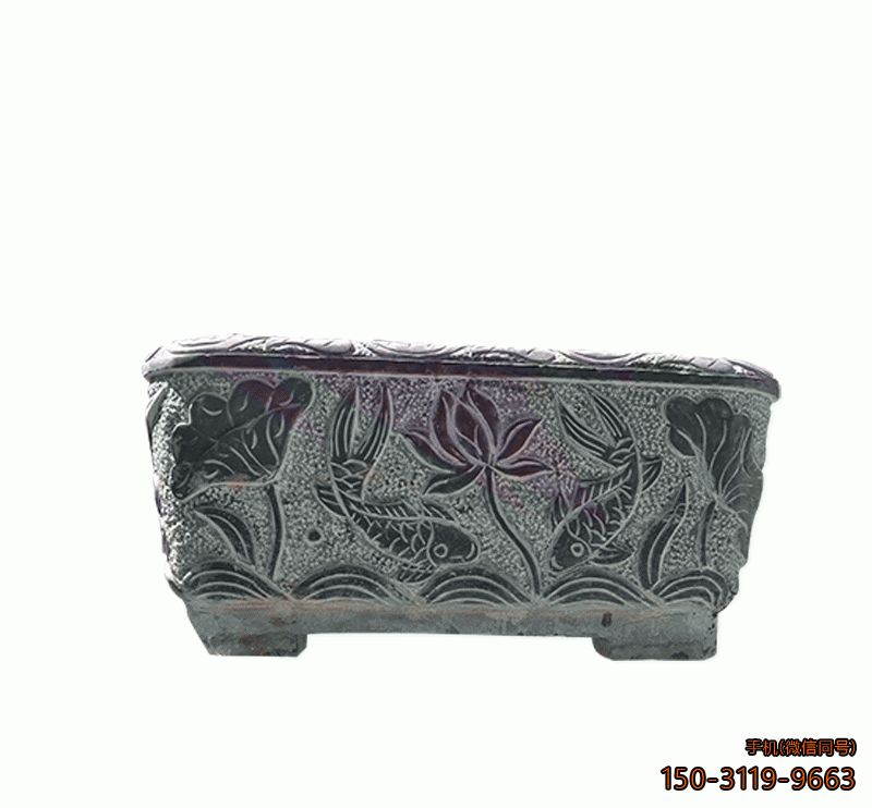 大理石長(zhǎng)形水缸_園林公園庭院長(zhǎng)形水缸石雕雕塑