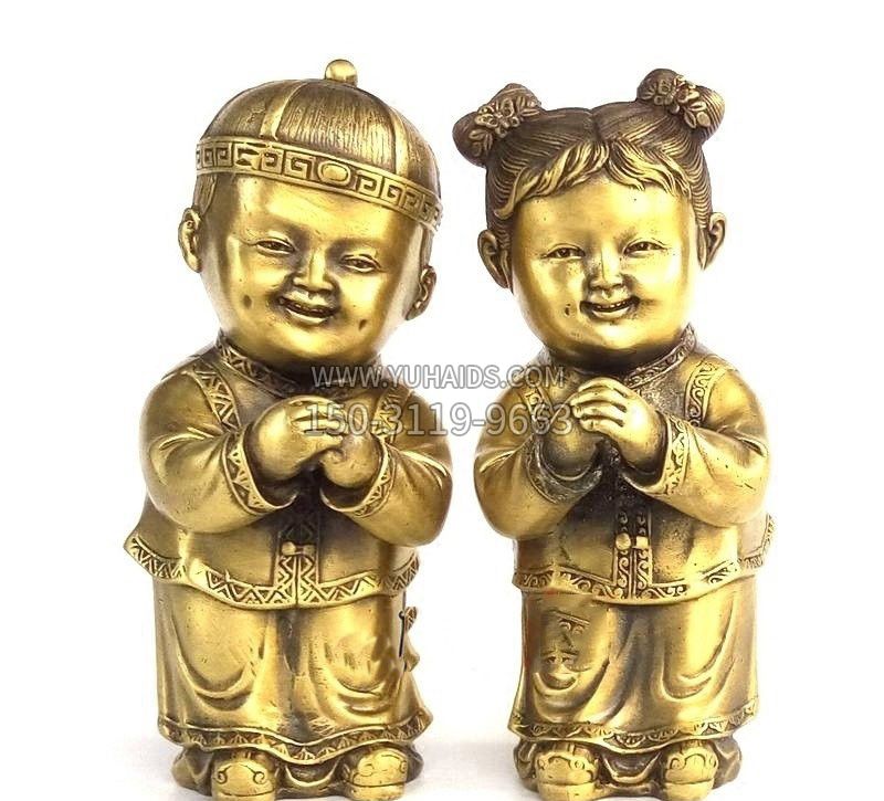 道教人物金童玉女銅雕 道教人物金童玉女銅雕