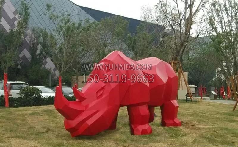 公園不銹鋼犀牛雕塑 公園不銹鋼犀牛雕塑
