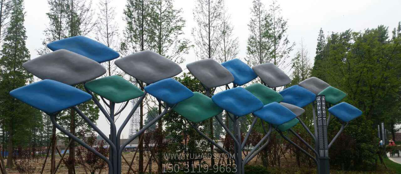 廣場(chǎng)公園彩色不銹鋼抽象樹(shù)雕塑
