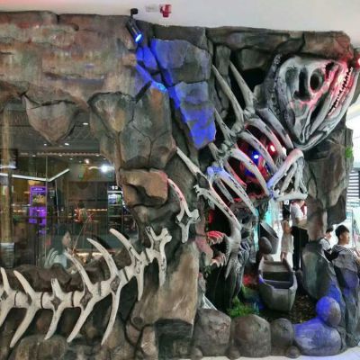 景區(qū)游樂(lè)場(chǎng)裝飾仿真恐龍架玻璃鋼樹脂雕塑