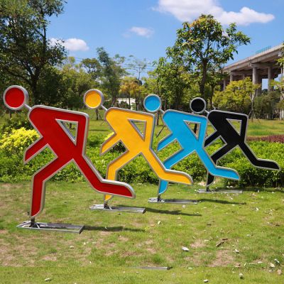 安全出口，剪影不銹鋼抽象人物