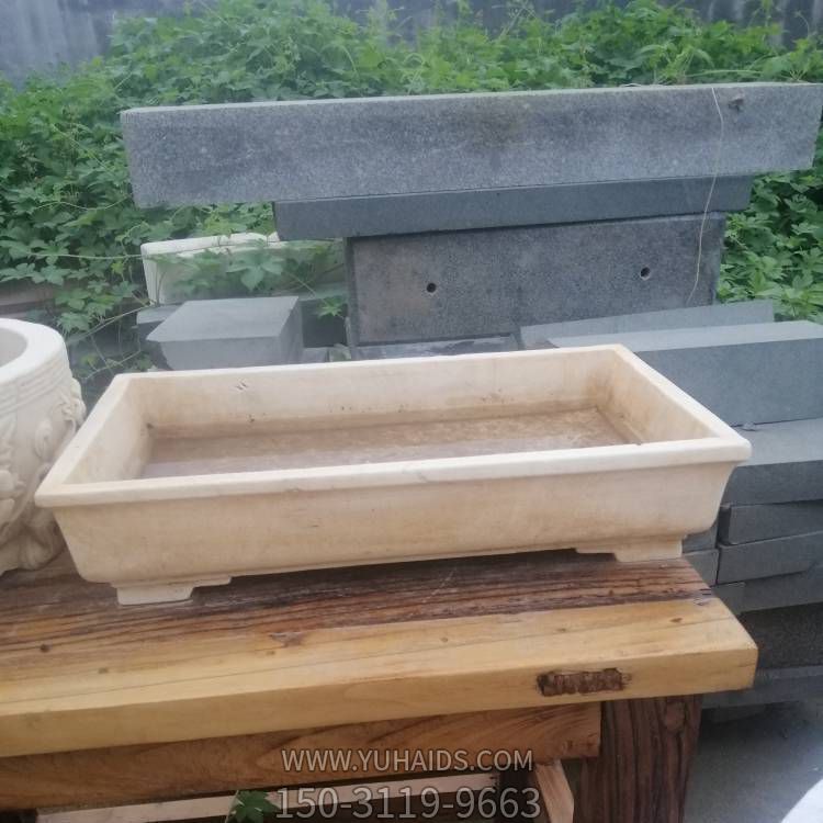 晚霞紅大理石石雕戶外園林庭院魚(yú)缸雕塑