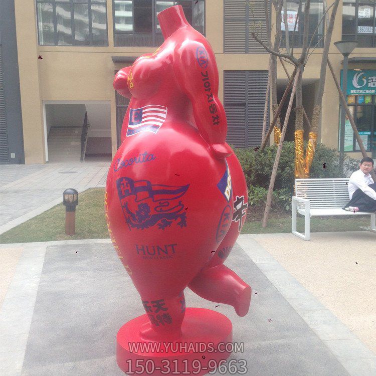 廣場(chǎng)玻璃鋼彩繪抽象創(chuàng)意胖女人雕塑