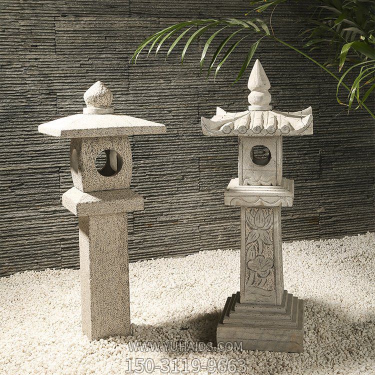 仿古石燈，中式古建裝飾燈柱雕塑