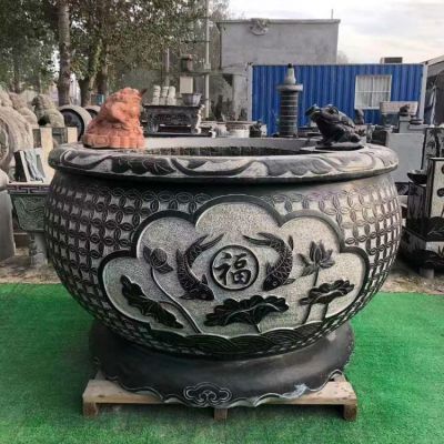 青石大水缸，石雕缸