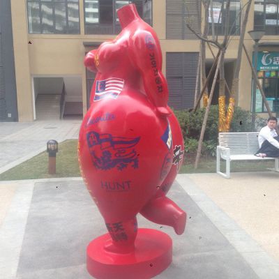 廣場玻璃鋼彩繪抽象創(chuàng)意胖女人雕塑