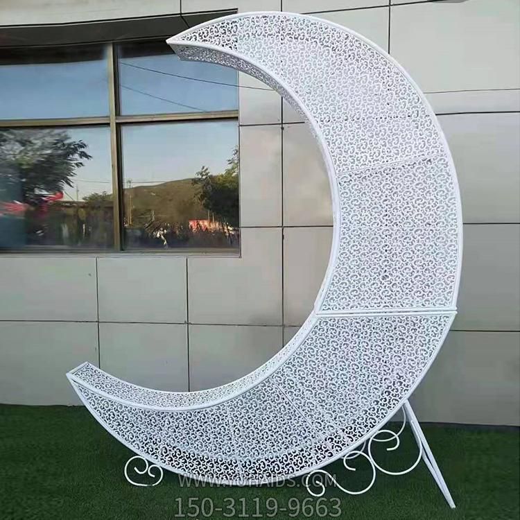 室外簡(jiǎn)約不銹鋼鏤編織空月亮 樹(shù)葉雕塑景區(qū)廣場(chǎng)擺件