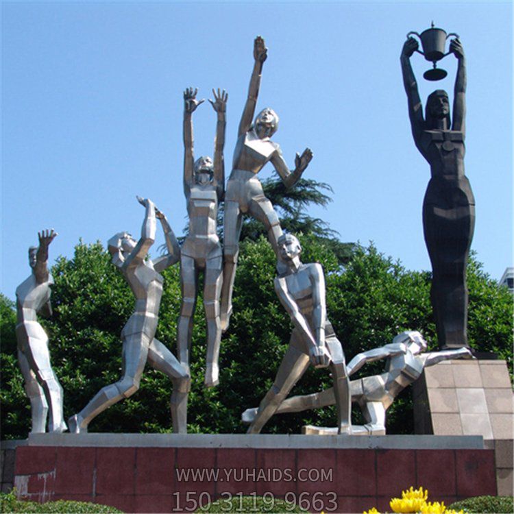 廣場不銹鋼抽象打排球運(yùn)動員人物雕塑