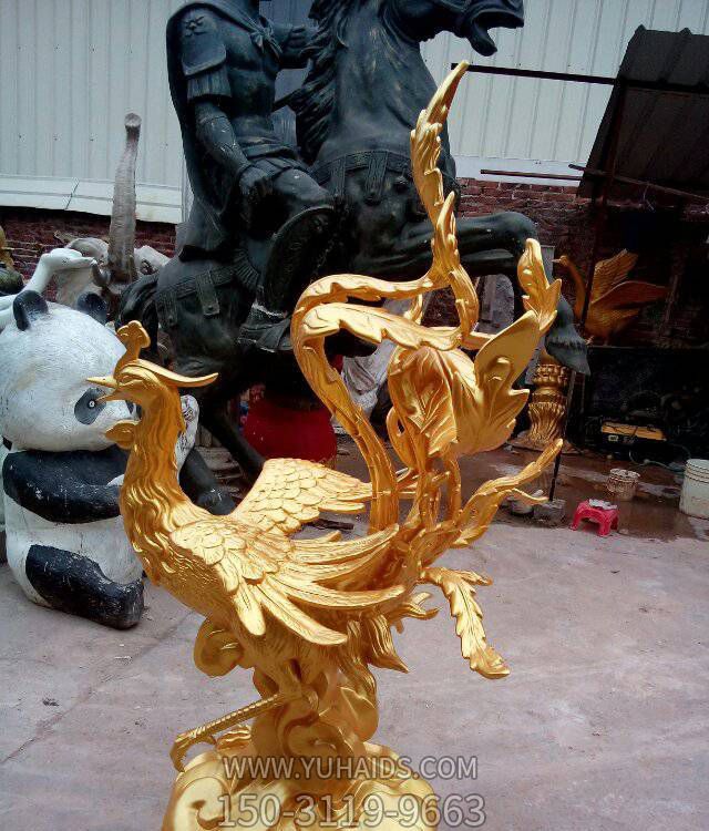 公園戶外園林純金打造鳳凰雕塑