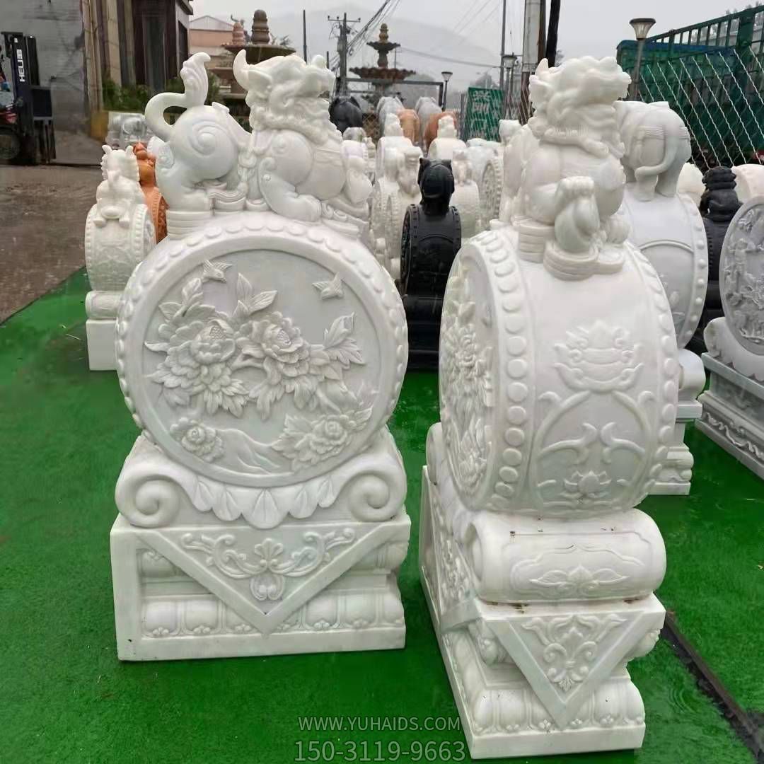 大理石雕刻麒麟門(mén)墩抱鼓石別墅鎮(zhèn)宅招財(cái)石雕雕塑