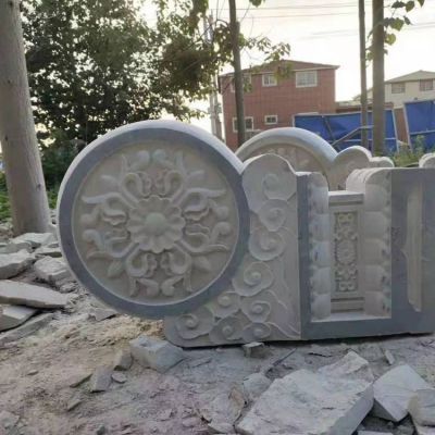 大理石石雕戶外園林景觀浮雕抱鼓石