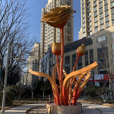 不銹鋼花朵，盛開的花兒景觀雕塑