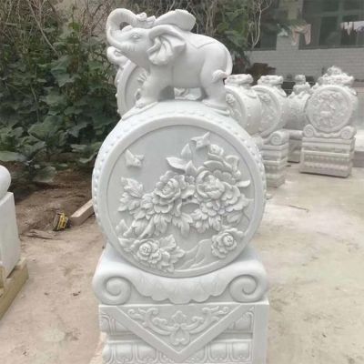 漢白玉石雕園林大型鎮(zhèn)宅抱鼓石雕塑 