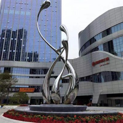 公司工廠門口大型不銹鋼鏡面抽象景觀擺件