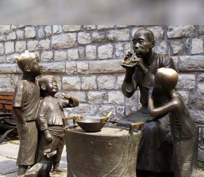 廣場吹糖人鑄造小品人物玻璃鋼仿銅雕