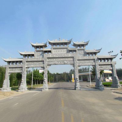 園林鄉(xiāng)村村口多門(mén)大型戶(hù)外石雕牌坊雕塑