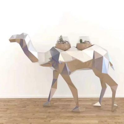 不銹鋼幾何戶外大型抽象動物景觀駱駝