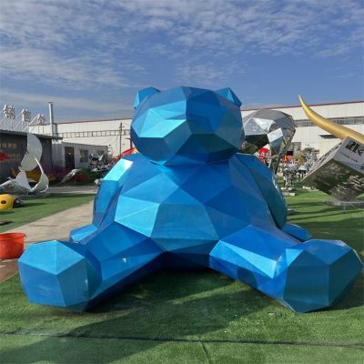 景區(qū)園林商場(chǎng)戶外擺放大型玻璃鋼幾何切面網(wǎng)紅熊雕塑