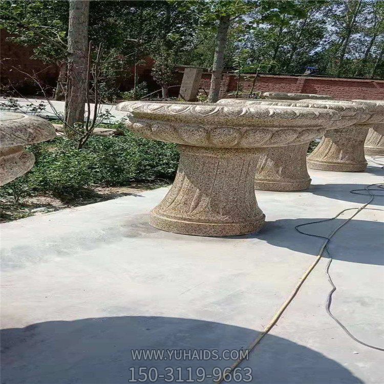 花崗巖石材花盆，園林大花壇花缽雕塑