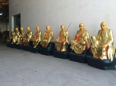 十八羅漢塑像，玻璃鋼漆金佛像系列雕塑