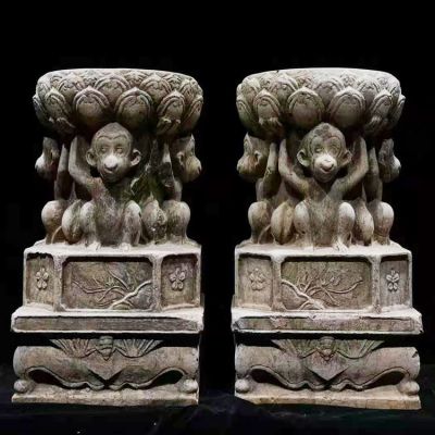 仿古做舊青石石雕花架雕塑