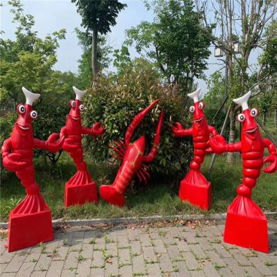 玻璃鋼龍蝦雕塑，海鮮館迎賓龍蝦廚子
