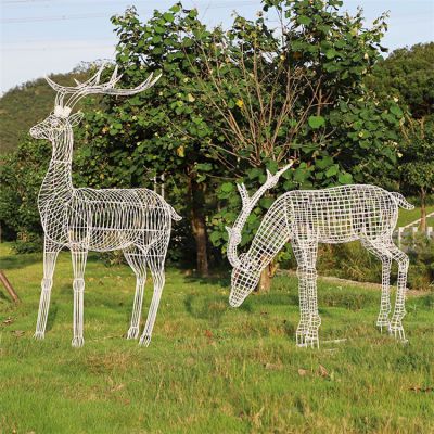 網(wǎng)格鹿，不銹鋼鐵藝梅花鹿