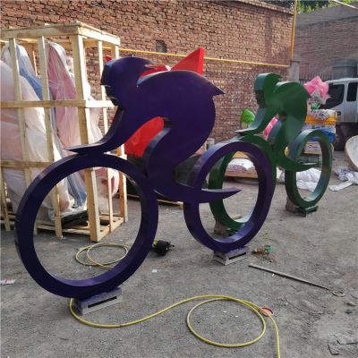 騎自行車，鐵藝剪影運(yùn)動(dòng)人物