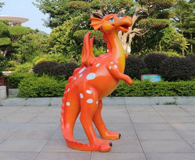 玻璃鋼卡通恐龍，兩腳直立的恐龍雕塑擺件
