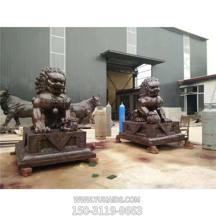 工廠企業(yè)銅雕門(mén)口一對(duì)鎮(zhèn)宅招財(cái)獅子雕塑
