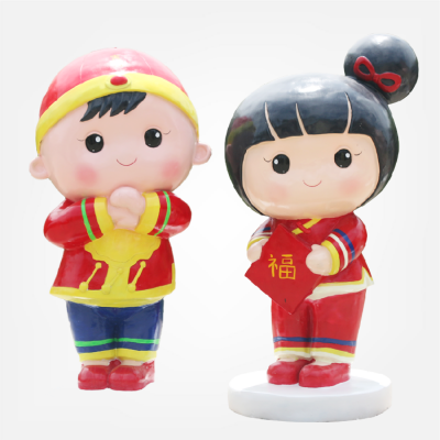 拜年小公仔，玻璃鋼商場春節(jié)美陳卡通人偶