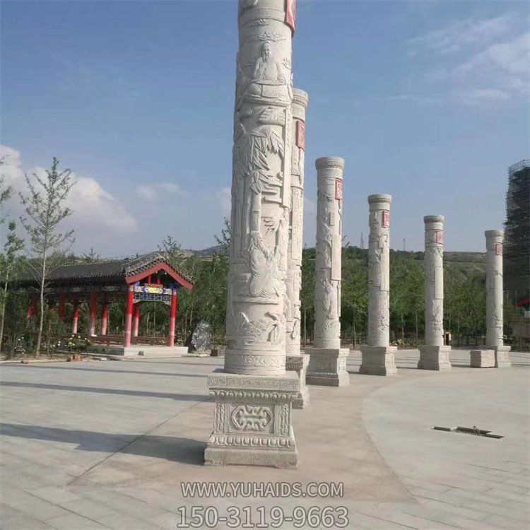 景點(diǎn)廣場擺放大理石雕刻文化石柱雕塑