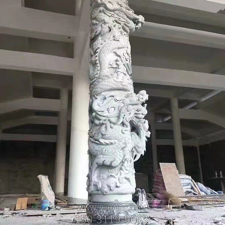 戶外景區(qū)盤(pán)龍石柱雕塑