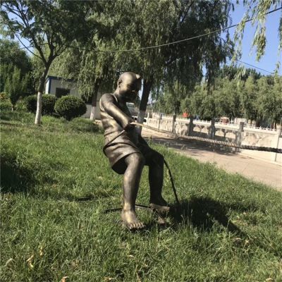 拔河的孩子，玻璃鋼仿銅人物雕塑