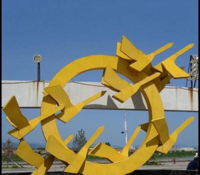 不銹鋼公園彩繪抽象大雁雕塑