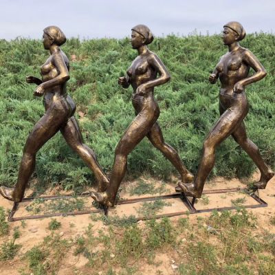 競(jìng)走，玻璃鋼仿銅美女雕塑