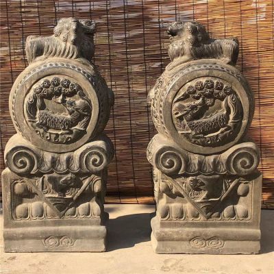 仿古石門墩，獅子門墩