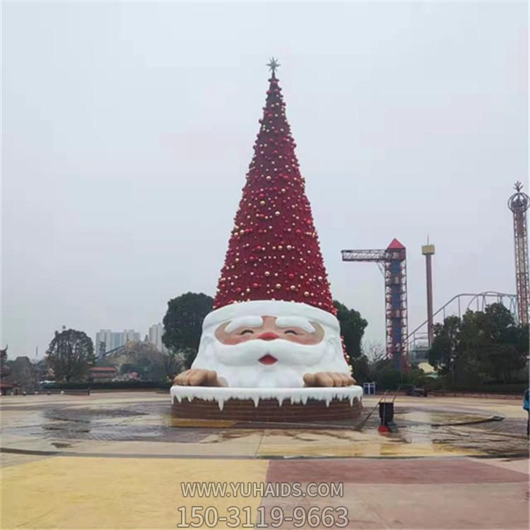 戶(hù)外廣場(chǎng)大型玻璃鋼創(chuàng)意圣誕老人景觀美陳擺件雕塑