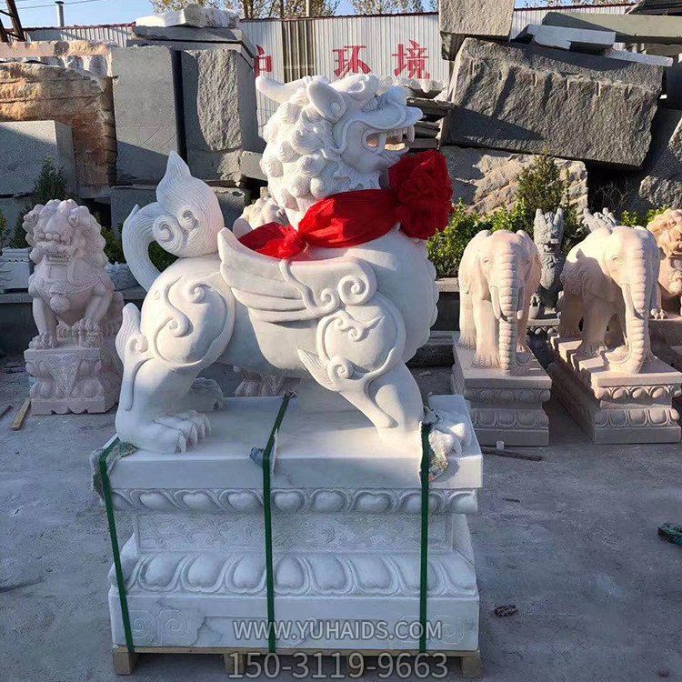 漢白玉石雕貔貅，門(mén)店看門(mén)神獸