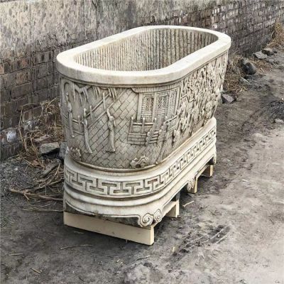 漢白玉仿古石槽，深水槽