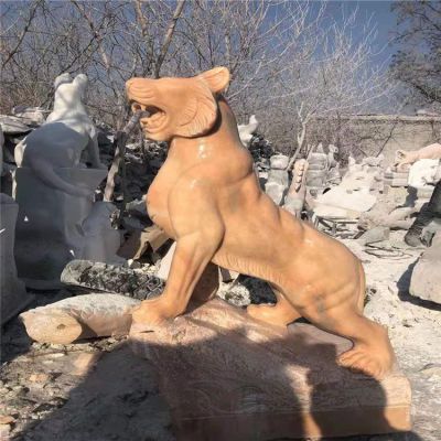 晚霞紅石雕老虎，十二生肖動物石雕