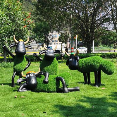 肖恩羊，綠植動物，公園草坪小動物擺件