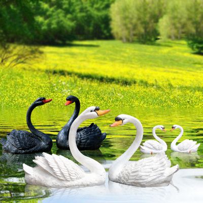 戶(hù)外花園海邊玻璃鋼創(chuàng)意童趣黑白天鵝雕塑