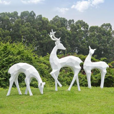 戶外公園玻璃鋼抽象幾何梅花鹿雕塑