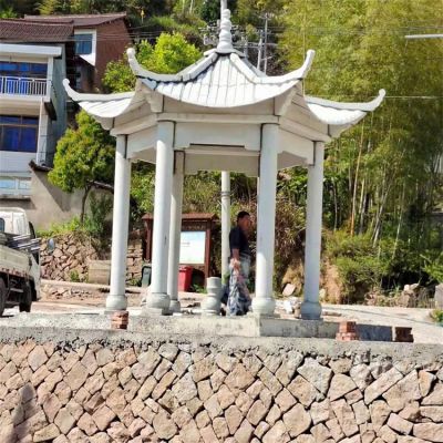 小石雕亭子，六角六柱涼亭