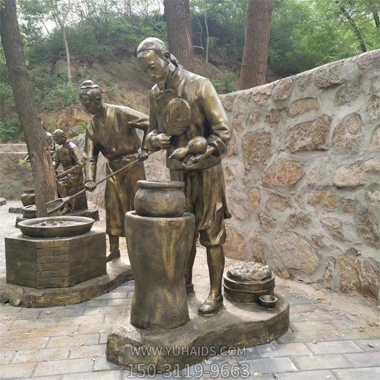 制藥人物場景雕塑，古代煉藥制藥情景雕塑