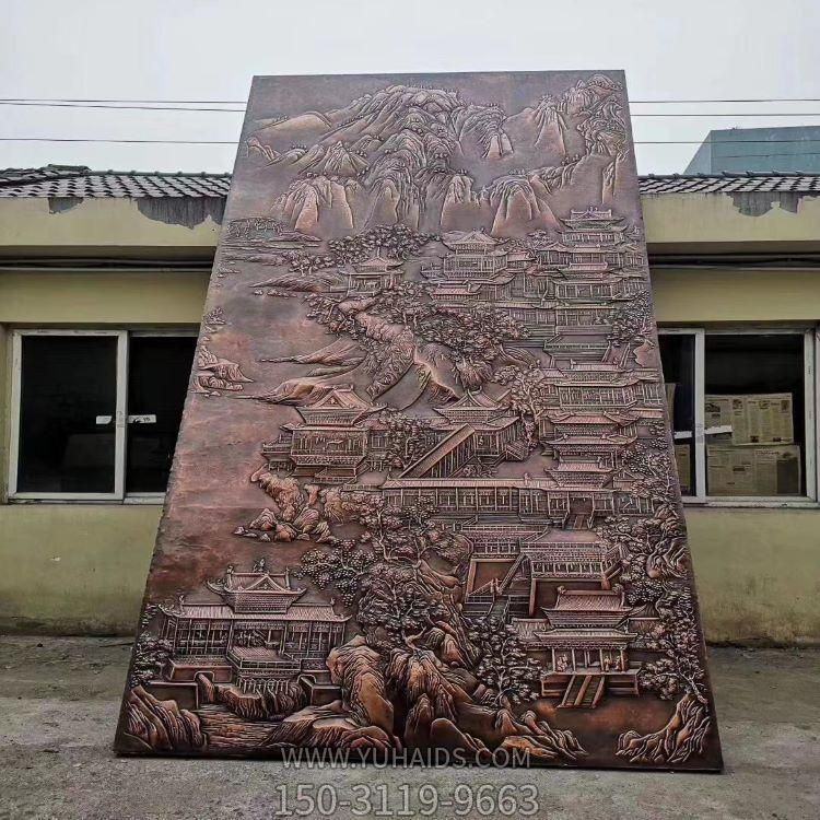 別墅小區(qū)室內浮雕大型銅雕影壁壁畫雕塑