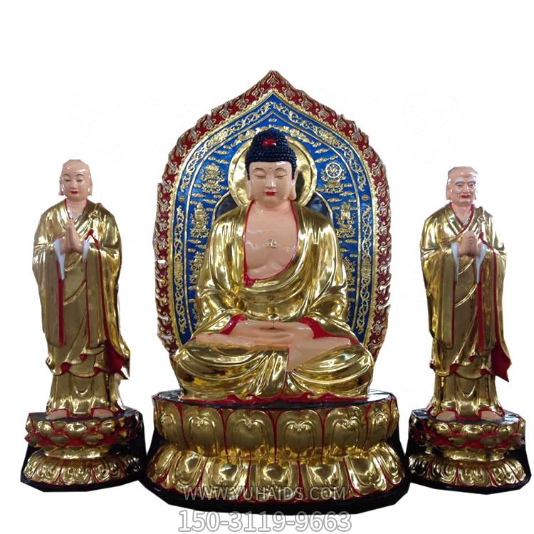 不銹鋼噴金寺廟供奉如來佛祖雕塑